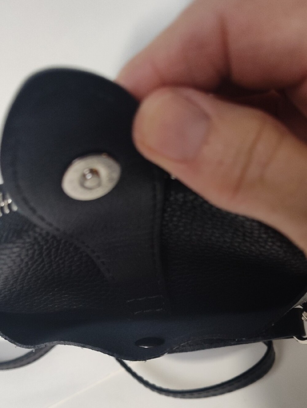 Black Pebbled Leather Crossbody Phone Bag - Picture 5 of 6